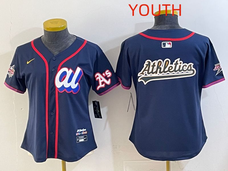 Youth 2025 Oakland Athletics Blank Drak Blue All star Nike MLB Jersey style 02